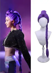 Girls' Braided Wig, Long Straight Hair Design, Perfect for All Seasons & Cosplay, Comes with Wig Cap, Synthetic Braided Wigs