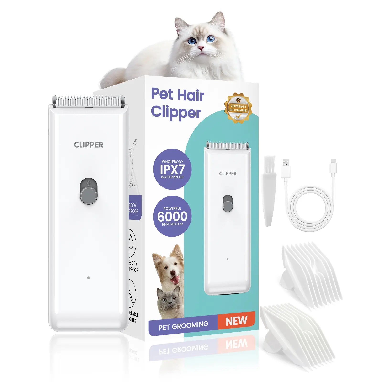 Pet Clippers for Dog Hair Grooming Low Noise, Portable Pet Hair Trimmer for Matted & Long Hair, Rechargeable Cordless Cat Shaver with Ceramic Blade Pet Clippers for Dog Hair Grooming Low Noise, Portable Pet Hair Trimmer for Matted & Long Hair, Rechargeable Cordless Cat Shaver with Ceramic Blade