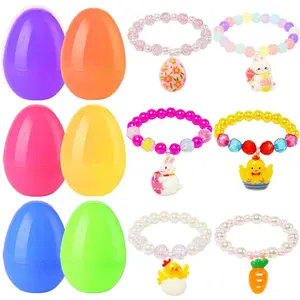 12 Pack Easter Basket Stuffers with Girls Jewelry Bracelets, Easter Eggs Gifts, Egg Hunt Surprise Toys, Easter Basket Stuffers for Girls Toddler Teens