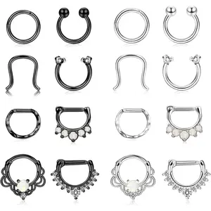 Sanfenly 16PCS 16G Stainless Steel Septum Piercing Nose Rings Hoop Tragus Cartilage Retainer Body Piercing Jewelry