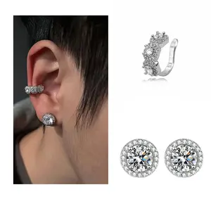 Gab Luxury Earrings, Ear Clip Set Hip Hop Fashion Unisex Zirconia Earrings Couple Gift Jewelry