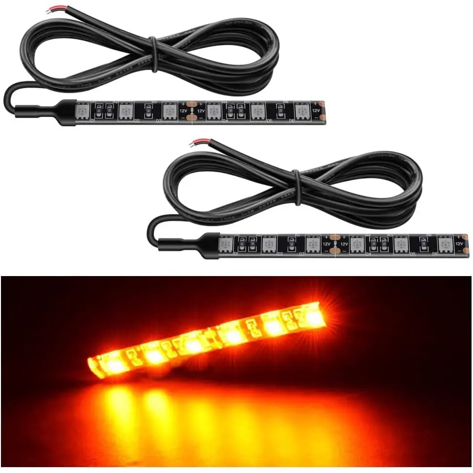 Nilight 2PCS 6-5050-SMD Waterproof Flexible Blinker Light Strip, Amber Sequential Turn Signal, Backup License Plate & Vehicle Side Lamp for Motorcycle, ATV Under Dash Lighting Led Backlights,summervibes