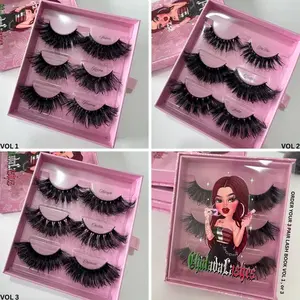 3 Pair Lash Book - Spikey Curly Wispy Strips Lashes that Mimics Eyelash Extensions for Makeup Use - Cosmetic