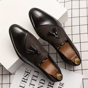 [Retro Classic Oxfords] Retro Men's Classic Slip-On Oxfords - Pointed Toe, Tassel Design, Handmade Groom Wedding Shoes, Sizes 38-48, Faux Dress Shoes for Business & Social Events, Wedding