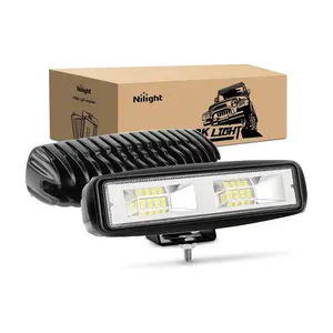 Nilight 2PCS 6-Inch 48W Flood LED Light Bars, Waterproof Dustproof Quakeproof Off-Road Work Lights with Special Reflector, Adjustable Mount, Flood Beam Type Option for SUV, Boat