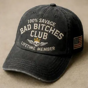 Savage Queen Club Hat – Embroidered Women Empowerment Vintage Cap | Lifetime Member, Low Profile Dad Hat Pigment Dyed
