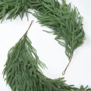 5FT Christmas Garlands Norfolk Pine Garland, Artificial Greenery Garland for Mantle, Table, Stairs, Indoor Outdoor Christmas Decoration Traditional Water Proof