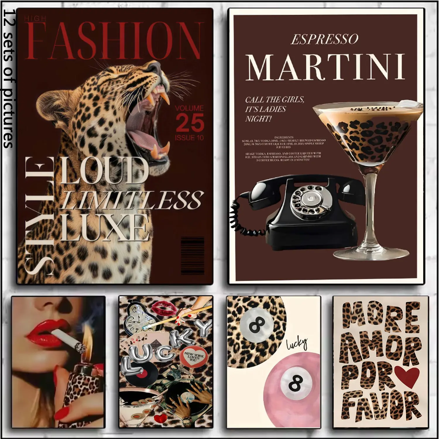 3pcs/set Frameless Funky Y2K Leopard Hibiscus Flower Pink Cheetah Canvas Print Poster Hawaiian Aloha Animal Art Prints Modern Floral Paintings Wall Decoration Unique Artwork Home Decor Decoration Items Art Work For Wall Decor (12 style options)