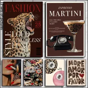 3pcs/set Frameless Funky Y2K Leopard Hibiscus Flower Pink Cheetah Canvas Print Poster Hawaiian Aloha Animal Art Prints Modern Floral Paintings Home Decor (12 style options)