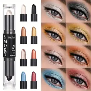 Baolishi Neutral & Brown Metallic Eyeshadow Sticks in Champagne Shimmering Cream Eye Brightening Waterproof Long Lasting Smooth Cosmetic Makeup