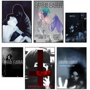 Band C-Crystal Castles Poster HD Waterproof Self-Adhesive Art Vibrant Wall Print for Living Room Bedroom Bar Parlor Home Decor Gift Fade-Resistant Easy-Apply Durable Dly Artwork