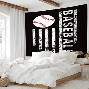 Baseball theme Tapestry, Soft and Comfortable Polyester Tapestry, the whole is a Vintage old American Sports Style, very Suitable for Baseball Fans Aesthetic, Suitable for all Seasons!
