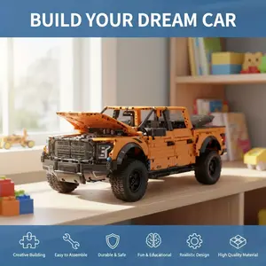 2026 New Popular Trendy Tech Mechanical Pickup Truck Building Blocks, High-Difficulty DIY Small Particle Building Block Game Toy, Cool Toy for Men (Non-Electrical)