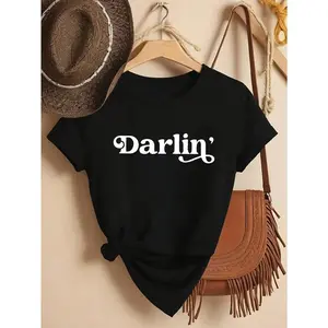 [100% Cotton] Trendy Women'S T - Shirt: Rock A Retro Vibe With 'Darlin'' On This Stylish Tee, Blending Nostalgia And Modern Fashion T-Shirt For Men And Women