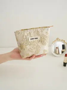 Floral Pattern Makeup Bag, Portable Cosmetic Storage Bag, Zipper Makeup Organizer Pouch, Versatile Storage Bag for Skincare, Lotion, Cream, Lip Balm, Eyeliners