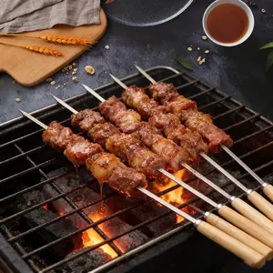 Stainless Steel BBQ Skewers with Handles, Reusable Flat Forks, Campfire and Camping Grill Sticks, Durable and Eco-Friendly, Barbecue Accessories, Barbecue Utensils