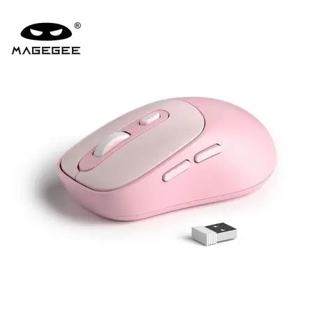 MageGee V100 Wireless Compact Ergonomic Gaming Mouse - 2.4Ghz Connection, 3-Level DPI Adjustable, Ultra-Thin, Battery-Powered, Anti-Slip Rubber Wheel, Silent Click, 6-Button Lightweight Portable Feature Mouse for Gamers, Remote Work PC Accessories