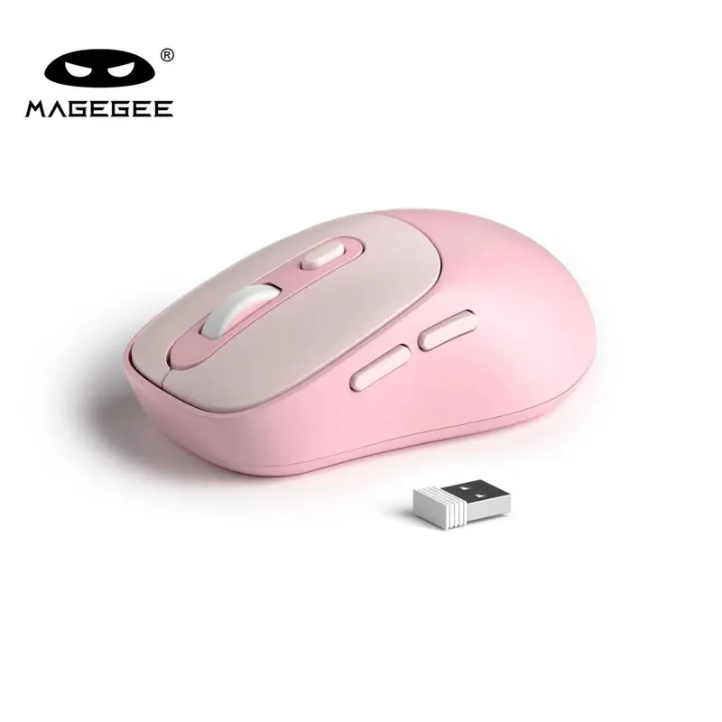 MageGee V100 Wireless Compact Ergonomic Gaming Mouse - 2.4Ghz Connection, 3-Level DPI Adjustable, Ultra-Thin, Battery-Powered, Anti-Slip Rubber Wheel, Silent Click, 6-Button Lightweight Portable Feature Mouse for Gamers, Remote Work PC Accessories