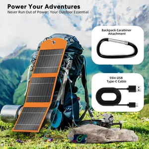 30W Portable Solar Panel Charger with 10000mAh Battery | Foldable Solar Power Bank for Camping, Hiking & Outdoor Trips | Outdoor Solar Panel USB-C Fast Charging for iPhone, Samsung & Tablets