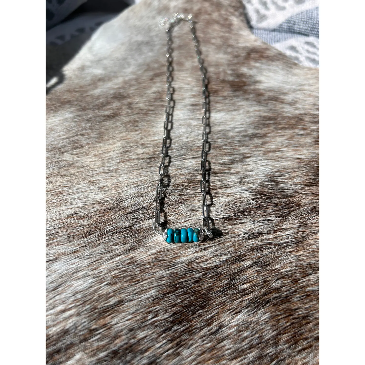 (Authentic) Turquoise Small Bar Necklace