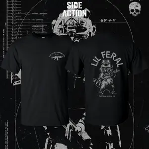 Lil Feral Men's T-Shirt/Hoodie Unisex Short Sleeve, Casual 100% Cotton Shirt Army Military Menswear Graphic Shirt Veteran Shirt Made in USA