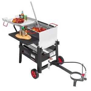Creole Feast CFB3001 70Qt Single Sack Crawfish Seafood Boiler, 135,000 BTU Outdoor Propane Stove Cooker with Foldable Cylinder Bracket & Stainless Steel Paddle, for Crawfish Season, Backyard, Camping, Black