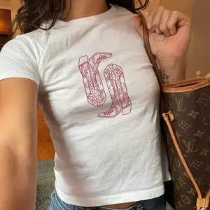 Vintage Cowboy Boot Baby Tee - 90s Y2K