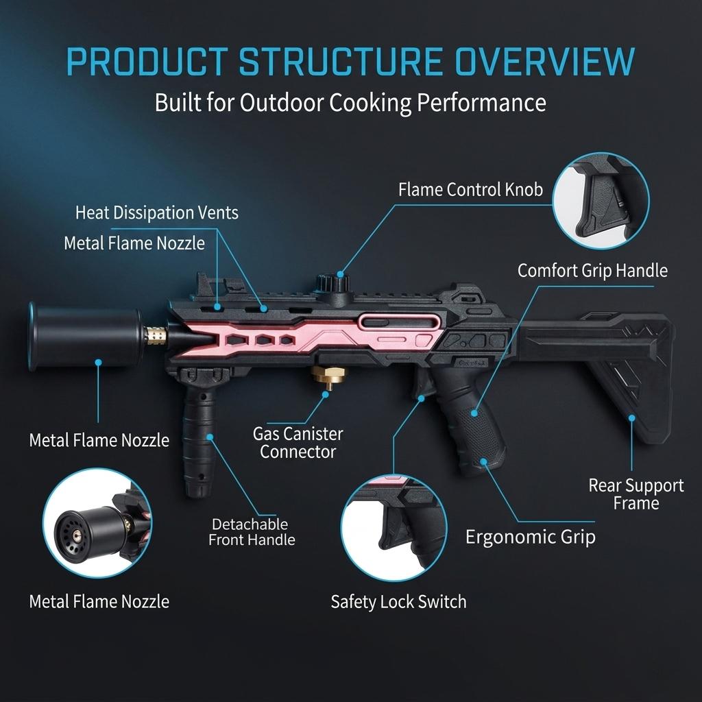【No gas tank included】Power Grill Torch – Multi-Functional Propane Torch Gun for Barbecue, Baking, Pastry Finishing, Campfire, Weeding & Snow Removal  Camouflage Design Kitchen Tool