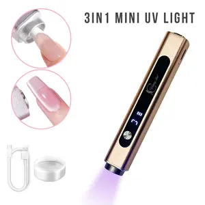 Classy Nail 3in1 UV/LED Manicure Handheld Lamp with LED Display and Magnet and Silicone Stamper - Gold