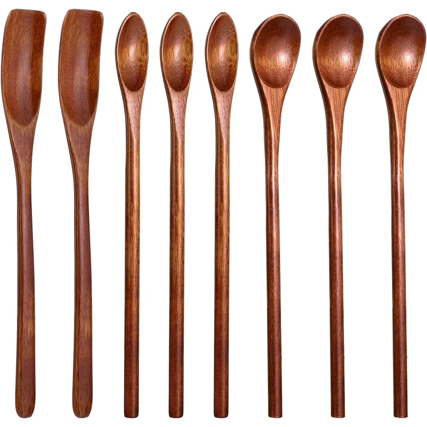 8 count Wooden Coffee Spoons Long Handle Wooden Spoon Mixing Honey Spoon Handmade  Stirring Spoon Wooden Mixing Spoons for Jam Juice