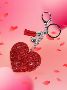 Rhinestone Decor Heart Shaped Keychain, Fashionable  Keychain for Women & Girls, Trendy All-match Keychain for Birthday Gift