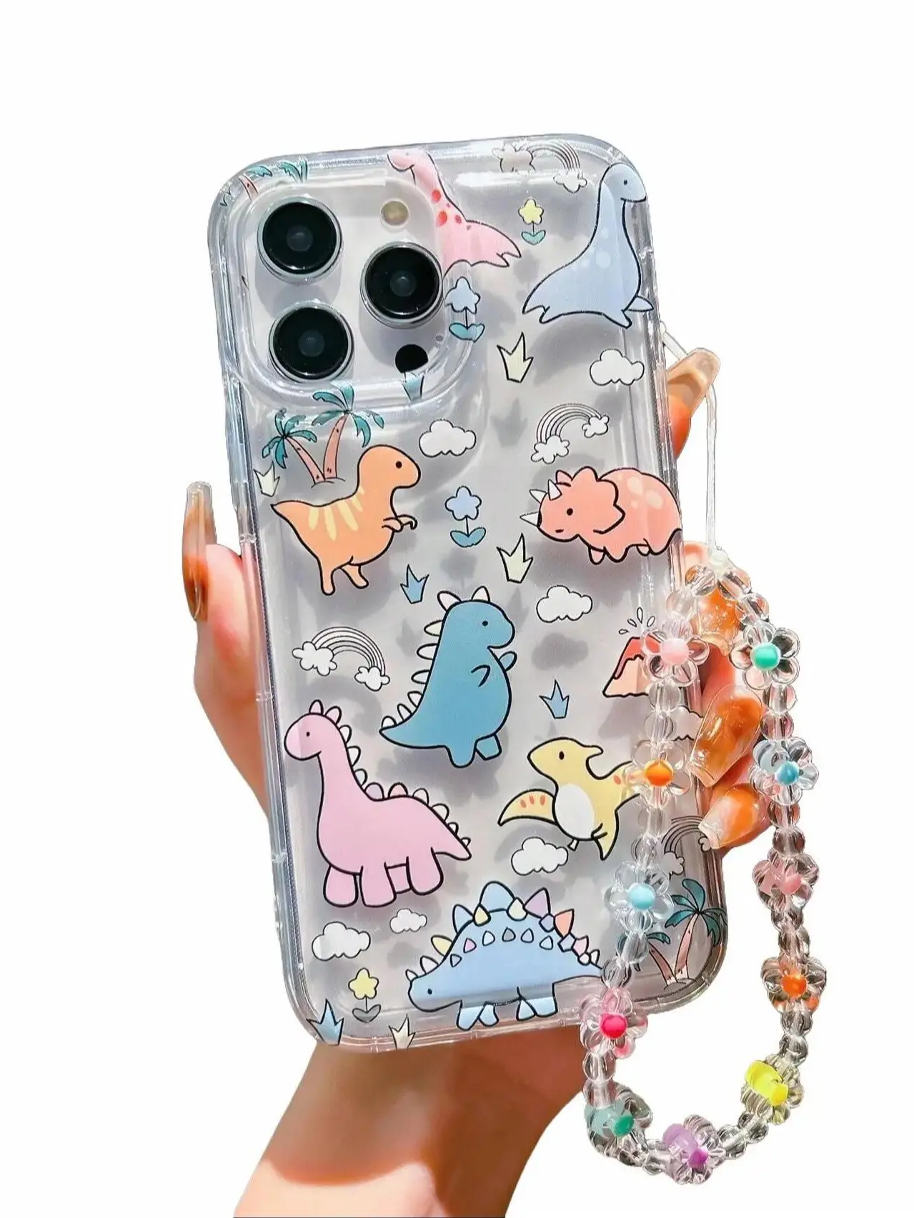 Cute Dinosaur Zoo Phone Cases with Hanging Ornaments Pendant for iPhone - Anti-Fall and Lens Protection