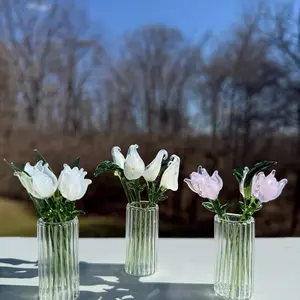 Glass Flower Bouquet - Mini Flower Figurine, Glass Artwork Table Centerpiece Birth Flower Sculpture, Home Decor Gift mini glass Calla lily