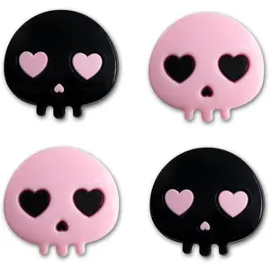 Cute Thumb Grip Caps for PS5/PS4 Controller, Halloween Silicone Analog Stick Caps for Xbox Series X/S, Thumbstick Grips Joystick Button Cover for Switch Pro Controller (Heart Skulls)