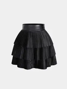 1 Spring Summer Tiered Pleated Mini Skirt Women | High Waist  Waistband 3 Layer Ruffle Skirt |  Baddie Goth Style for Date Night Club Party Wear