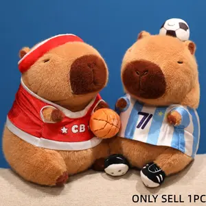 22cm Basketball Football Kapybara Plush Toy, Blue Jersey Porpoise Stuffed Animal, Sports Gift for Fans, Stadium Decoration, Cuddly Stuffed Animal, Soft Stuffed Figure