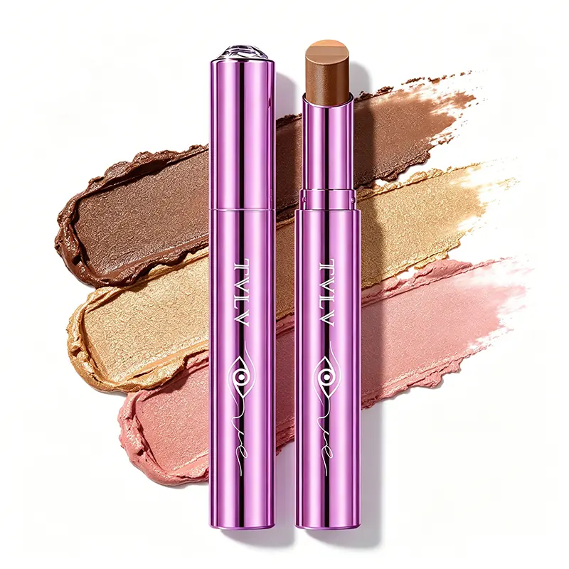 Upgraded 3-Shade Creamy Eyeshadow Stick - Flawless Makeup with Single Stroke, Non-Smudging, Gentle Application, Seamless Blending, Dynamic Stereo Eye Look, Easy Cosmetic for Makeup Newbies (Date, Afternoon Tea)