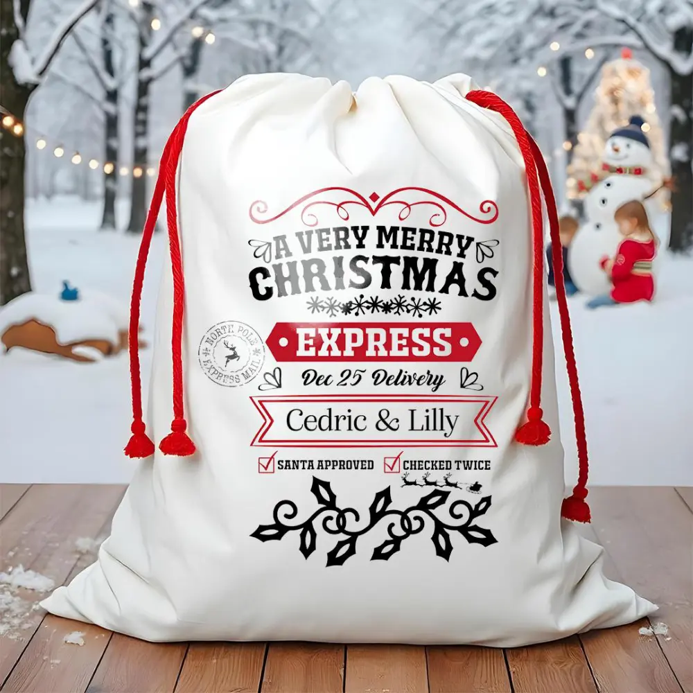 Personalized Christmas Sack: Custom Santa Gift Bag, Holiday Express