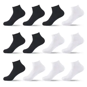 12 Pairs Cushion Ankle Socks Unisex Cotton Blend Athletic Sports Workout Running Comfort Cozy Sweat-absorbing Anti-Slip Comfy Simple Value Pack