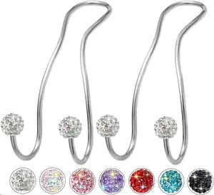 Bling Purse Hook for Car Headrest Upgraded Cute Car Seat Hooks, Bag Hooks for Car Purse Holder Hanger Bling Car Accessories for Women 2 Pack,Silver