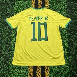 2022 Yellow Short Sleeve No.10 Neymar Soccer  Jersey