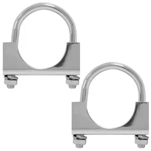Grand General 30550 Chrome Clamp Kit for 2″ Diameter Quarter Fender Supporting Pipe Heavy-Duty Steel Clamp-on with Bolt and Nut Hardware