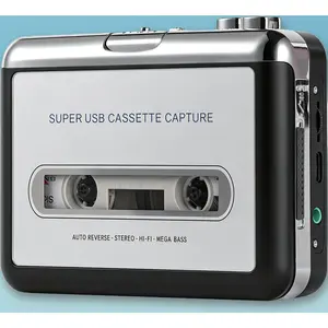 Cassette Tape Player, Portable Cassette Tape Recorder, Cassette to MP3 Converter  Software, Compatible  Laptops and Personal Computers, USB/AA Battery Powered, Silver with