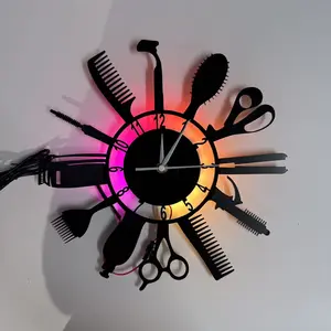 Hairdresser vinyl record Wall clock, barbershop decor, Silent Wall clock, Led Wall Clocks, wall decor, hairdressing tools clock, Salon Wall Art, gift for hairdressers, Hair Salon Decor, Birthday Gift, Bedroom, Living Room, beauty salon