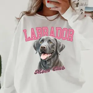 Silver Labrador Dog Mom Club Sweatshirt - Unisex Apparel Relaxed Fit Printed in the USA Clothing Womenswear Casual and Comfortable