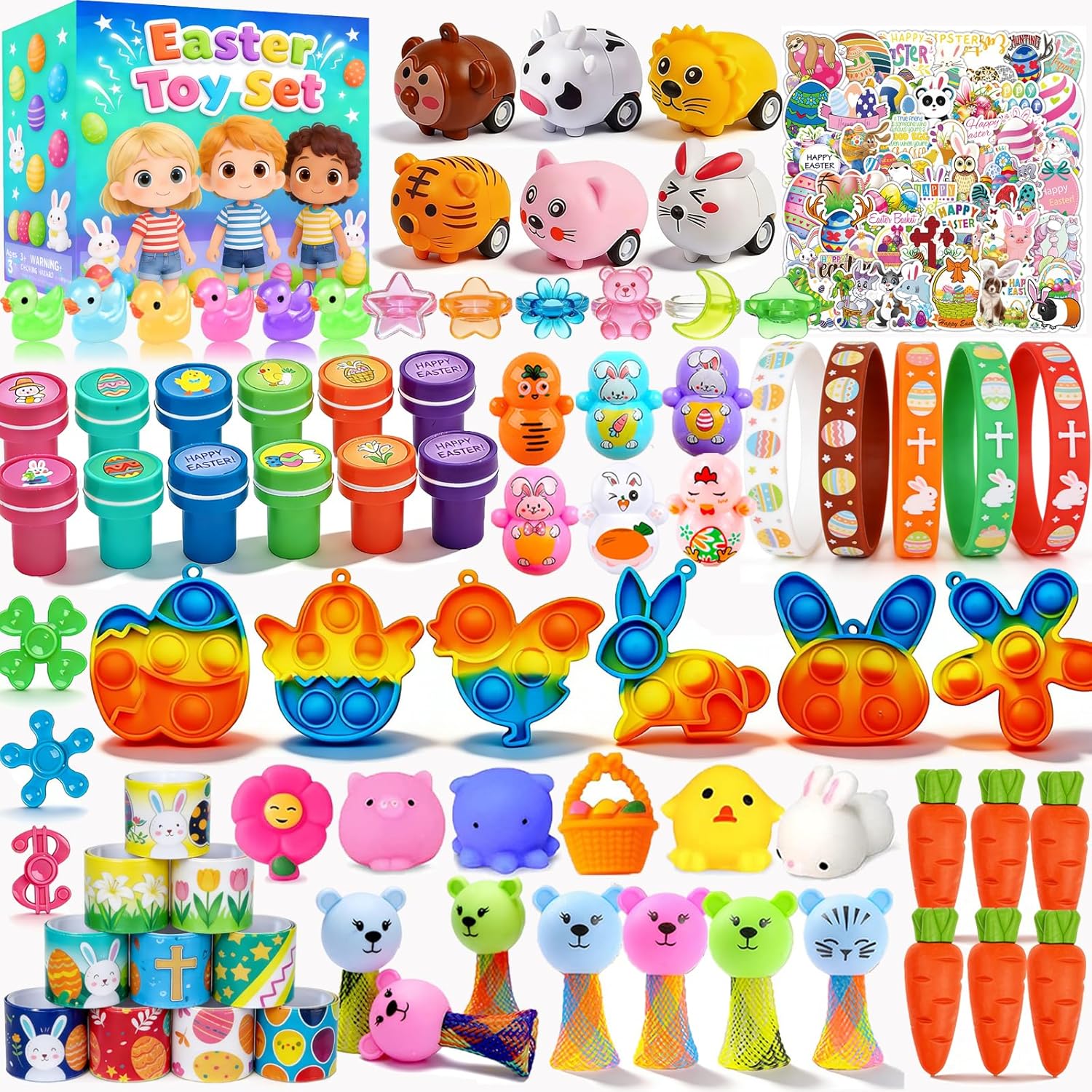 Bulk Easter Eggs 60 Pack – Easter Basket Stuffers with Assorted Toys, Easter Egg Hunt Fillers, Easter Party Favors, Classroom Prizes, Easter Gifts for Kids