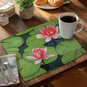 Begin Home Decor C4BP14186ABU9I 14 x 18 in. Lotus Flowers in A Swamp Braided Polyester Placemat - Decor - Set of 4