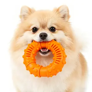 Dog Enrichment Chew Ring Toy – Treat Dispensing Puzzle Toy for Aggressive Chewers, Keeps Dogs Busy, Reduces Anxiety & Cleans Teeth