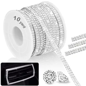 NiArt 10-Yard Self Adhesive Crystal Rhinestone Ribbon, Durable Sparkling Glass Diamond Decoration Ribbon for Car Interior, Tech Gadget & More