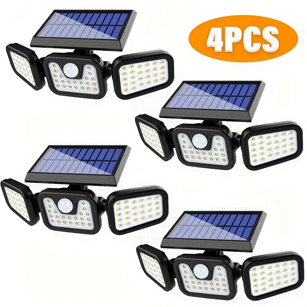 Solar-powered outdoor wall light, 74 LED beads, 270° wide angle, with motion sensor, 3 modes, suitable for gardens, courtyards, streets, garages, terraces, porches and other places. er color